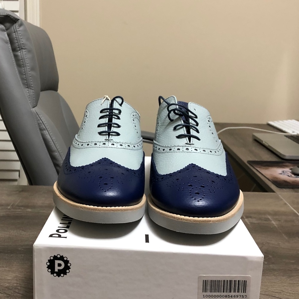 Pollini Two-Tone, 10, Blue, Leather, New - Never Worn